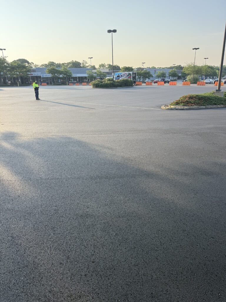 parking lot repaving at commercial retail plaza; Danvers MA