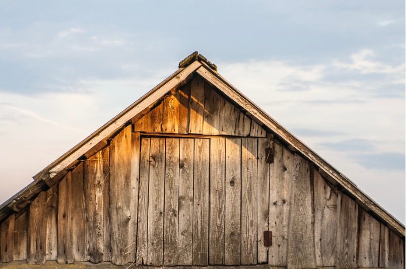 ridge line of an old weathered barn
