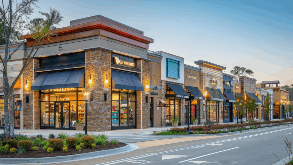 corner view of retail shopping plaza southern nh