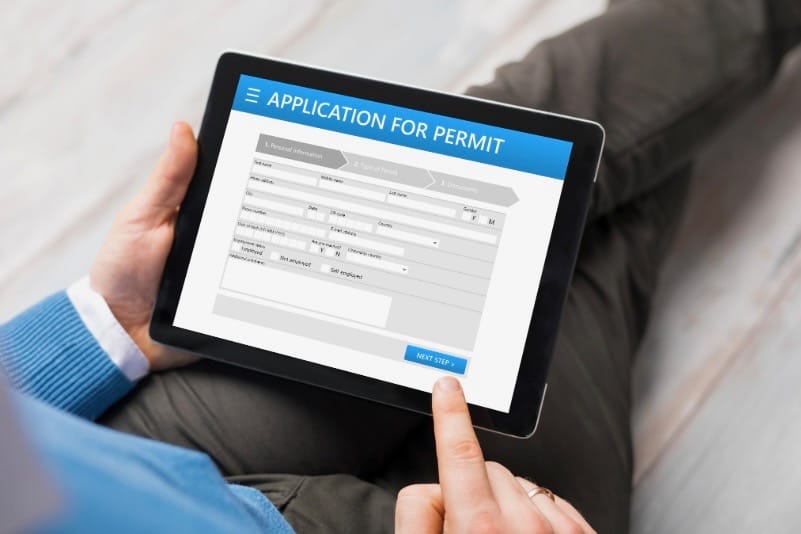 permit application being filled out on iPad