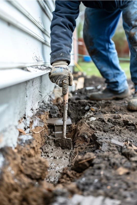water pooling around foundation due to improper grading in yard