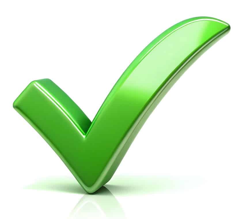 green checkmark