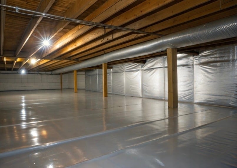 basement vapor barrier for new concrete floor pour