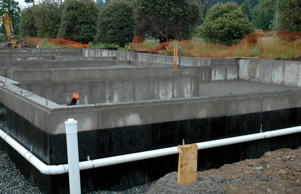 new foundation with perimeter drain installed